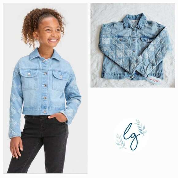 Cat & Jack Other - Cat & Jack Girls' Quilted Sleeve Jean Jacket (Large) 4KIDD-AL